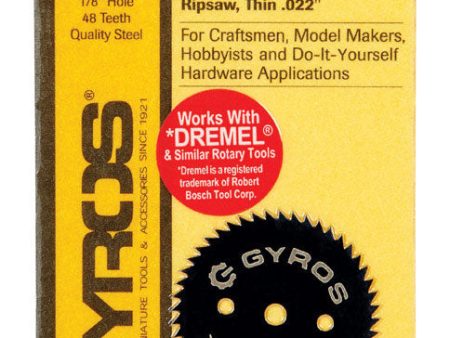 Gyros Tools 1-1 4 in. D X 1 8 in. Ripsaw Steel Circular Saw Blade 48 teeth 1 pc For Sale