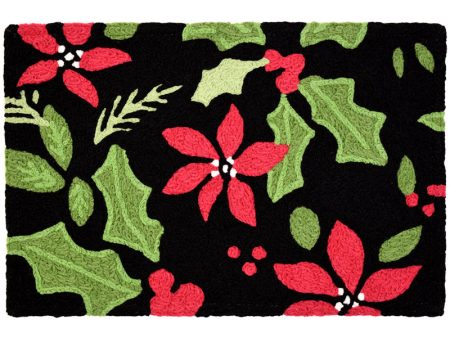 Jellybean 20 in. W X 30 in. L Multicolored Poinsettia & Holly Toss Polyester Accent Rug For Cheap