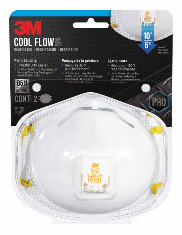 3M N95 Sanding and Fiberglass Disposable Respirator Valved White 2 pc Hot on Sale