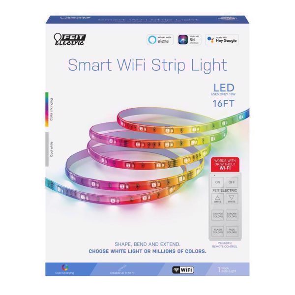 Feit Smart Home 16 ft. L Color Changing Plug-In LED Smart-Enabled Light Strip 1 pk Supply