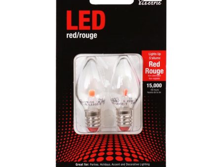 Feit LED Specialty C7 E12 (Candelabra) LED Bulb Red 0.25 Watt Equivalence 2 pk Fashion