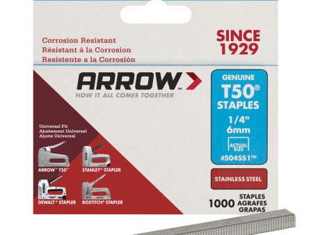 Arrow T50 3 8 in. W X 1 4 in. L 18 Ga. Flat Crown Heavy Duty Staples 1000 pk Cheap