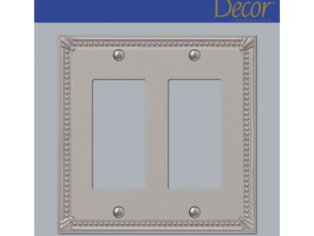 Amerelle Imperial Bead Brushed Nickel 2 gang Metal Decorator Wall Plate 1 pk Supply