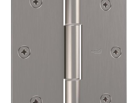 National Hardware Squeak Guard 3.5 in. L Satin Nickel Door Hinge 3 pk Online Sale