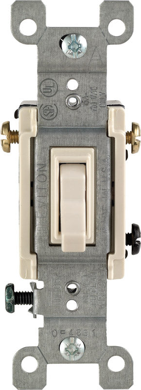 Leviton 15 amps Three Pole Toggle AC Quiet Switch Light Almond 1 pk For Sale