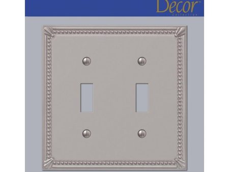 Amerelle Imperial Bead Brushed Nickel 2 gang Die-Cast Metal Toggle Wall Plate 1 pk Online