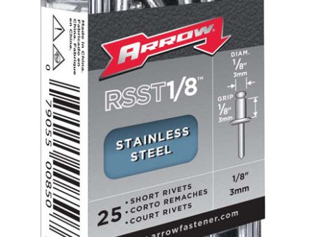 Arrow 1 8 in. D X 1 8 in. Stainless Steel Rivets Silver 25 pk For Sale