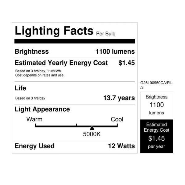 Feit G25 E26 (Medium) Filament LED Bulb Daylight 100 Watt Equivalence 3 pk Discount