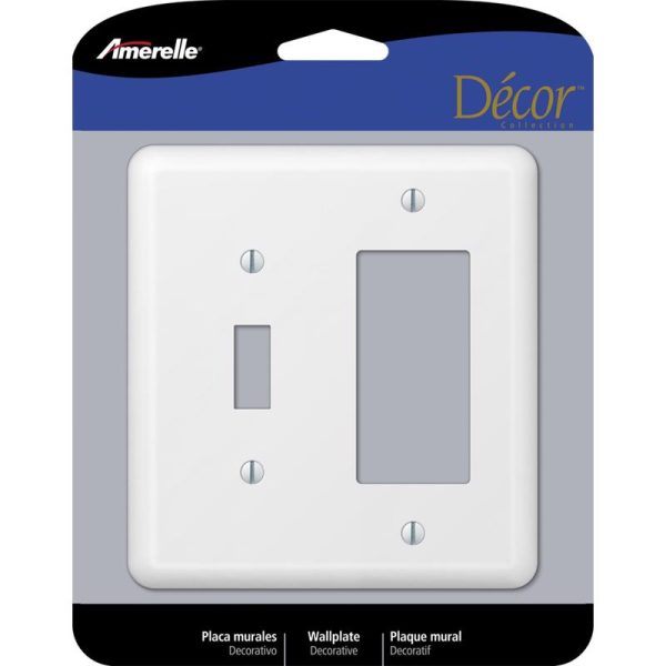 Amerelle Devon White 2 gang Stamped Steel Decorator Toggle Wall Plate 1 pk Online