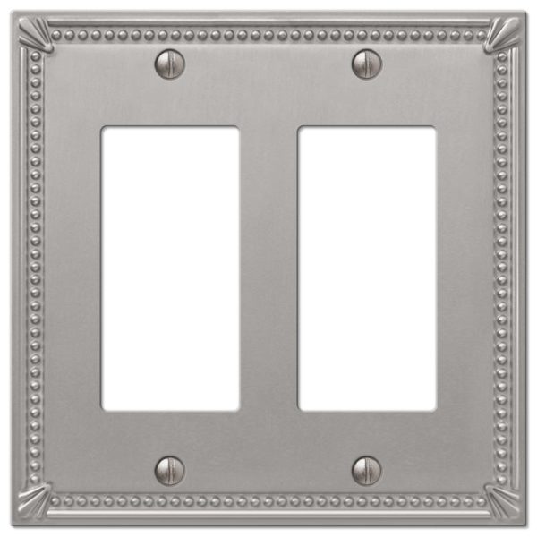 Amerelle Imperial Bead Brushed Nickel 2 gang Metal Decorator Wall Plate 1 pk Supply