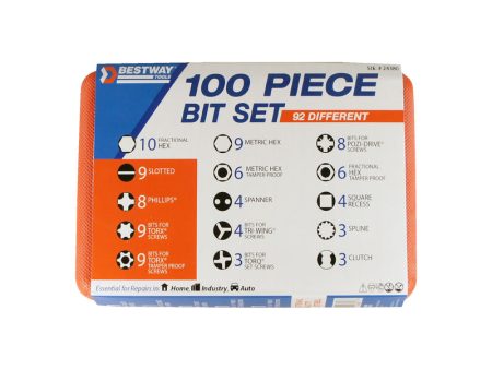 Best Way Tools Assorted Screwdriver Bit Set Carbon Steel 100 pc For Sale