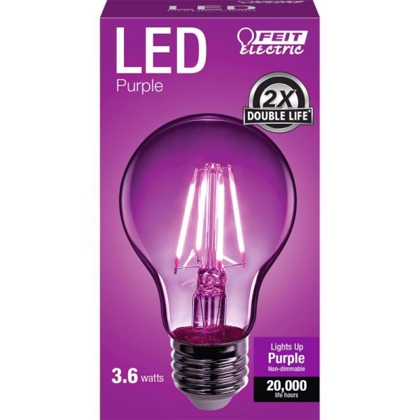 Feit A19 E26 (Medium) Filament LED Bulb Purple 30 Watt Equivalence 1 pk Sale