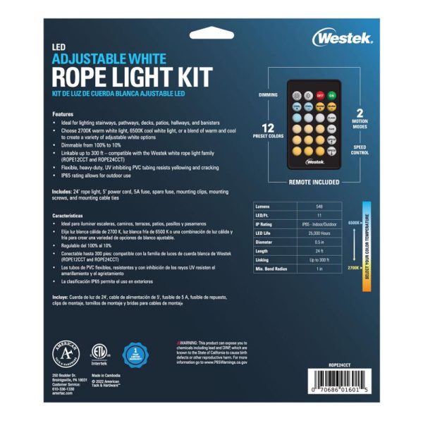 Westek 24 ft. L White Plug-In LED Rope Light Kit 548 lm Discount